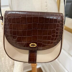 Bally Elegant Brown and Cream Crossbody Bag